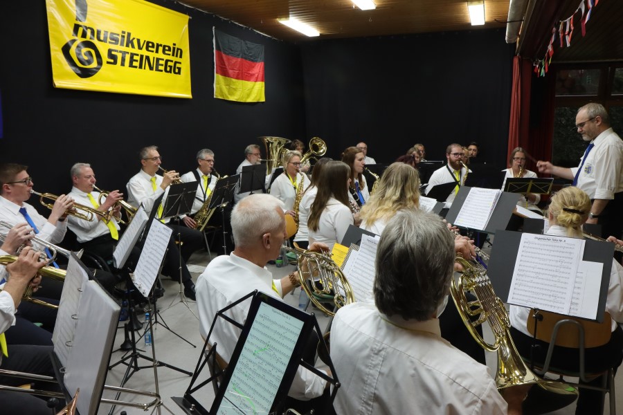 Das Projektorchester der Musikvereine Steinegg und Friolzheim unter der Leitung von Sven Sattler beim Konzert in Steinegg.